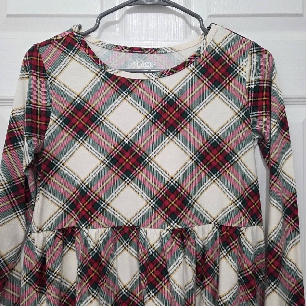 The Children's Place Holiday Plaid Long Sleeve Skater Dress Size XXL